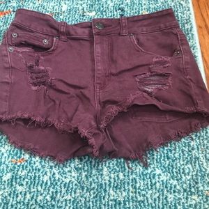 Maroon American Eagle torn short shorts